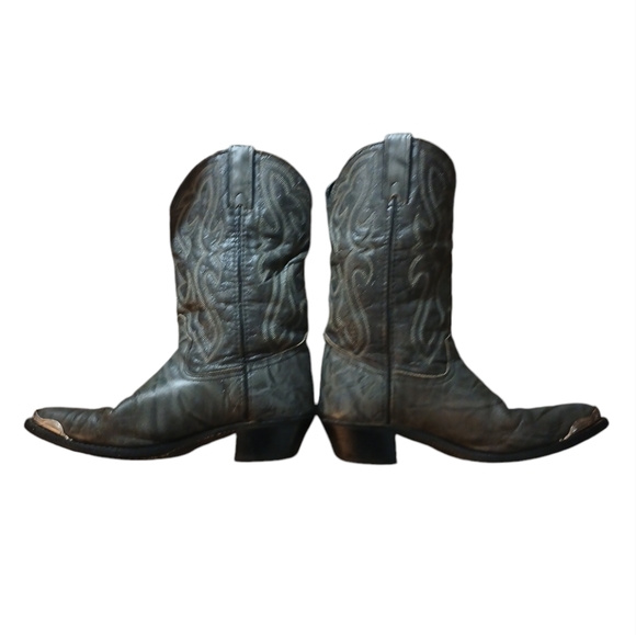 Vintage Texas Boot Co. Men's Gray Leather Cowboy Boots Silver Tip size 10 - Picture 2 of 16